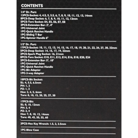 Набір інструментів 108 од. 1/4", 1/2" ( 6гр.) JCB-41082-5