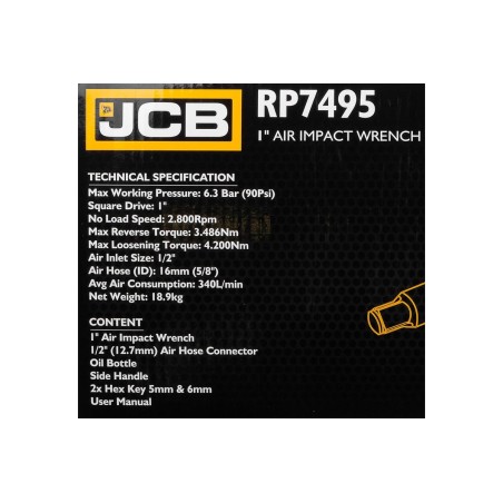 Гайковерт пневматичний 1", 3480 NM JCB-RP7495