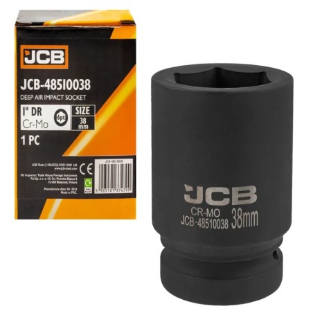 Головка ударна глибока 1" 38мм (6-гранна) JCB-48510038