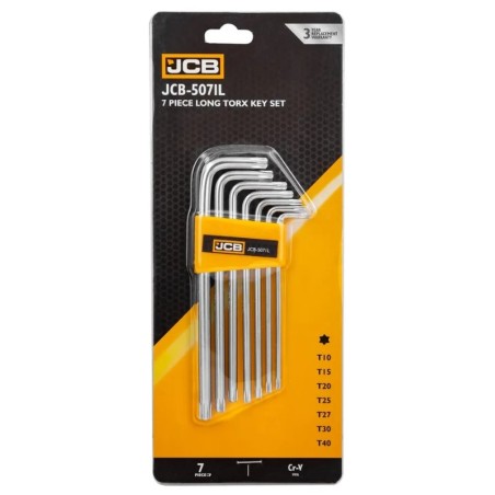 ➤ Haбіp Г-подіб. ключів подовжених з отвором TORX 7 од. (T10H-T40H) JCB-5071TL 60962