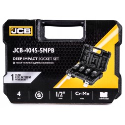 61256 Набір головок ударних глибоких 4 од. 1/2" (6-гр.) (34, 36, 38, 41 мм) JCB-4045-5MPB фото від Мотор-Агро Харків Україна