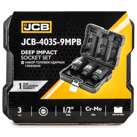 ➤ Набір ударних головок 3 од. 1/2" (12-гр.) (34, 36, 41 мм) JCB-4035-9MPB 61354