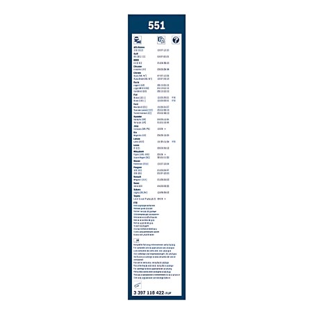 ➤ Щітка склоочис. 550/500 TWIN 551 (вир-во Bosch) 3397118422