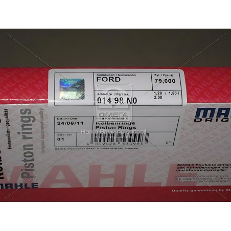 014 98 N0 Кільця поршневі FORD 79,00 1,6 16V Zetec 1,2 x 1,5 x 2,0 (вир-во Mahle) фото від Мотор-Агро Харків Україна