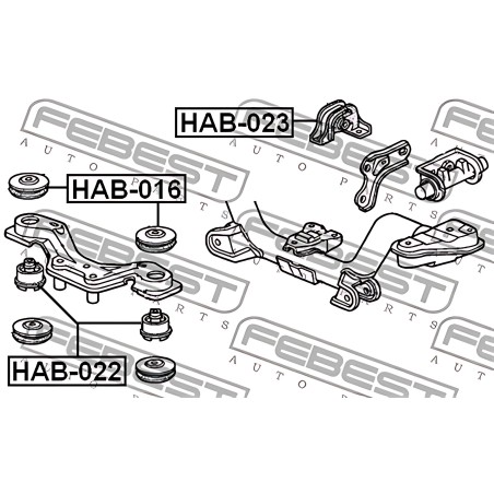 HAB-022 Сайлентблок диференціала заднього HONDA CR-V I-IV, HR-V, CIVIC II 87- (Вир-во FEBEST) фото від Мотор-Агро Харків Україна
