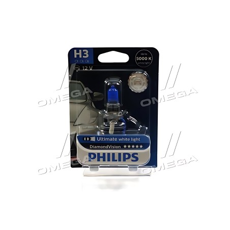 ➤ Лампа розжарювання H3 12V 55W PK22s Diamond Vision 5000K 1шт blister (вир-во Philips) 12336DVB1