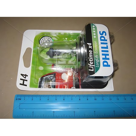 ➤ Лампа розжарювання H4 12V 60/55W P43t-38 LongerLife Ecovision 1шт blister (вир-во Philips) 12342LLECOB1