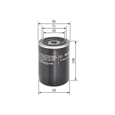 ➤ Фільтр масляний TOYOTA LC 2.4-4.5 84-97 (вир-во BOSCH) 0986452001