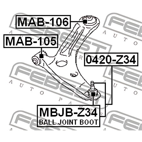 MAB-105 Сайлентблок важеля CITROEN C4 AIRCROSS, MITSUBISHI OUTLANDER 04-перед. міст низ (Вир-во FEBEST) фото від Мотор-Агро Харк