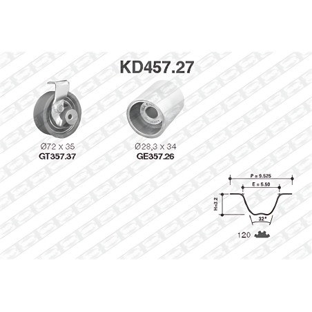 ➤ Комплект ременя ГРМ AUDI (Вир-во NTN-SNR) KD457.27