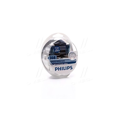 ➤ Лампа розжарювання H4 12V 60/55W WhiteVision ULTRA +60 (4200K) (компл) (вир-во Philips) 12342WVUSM