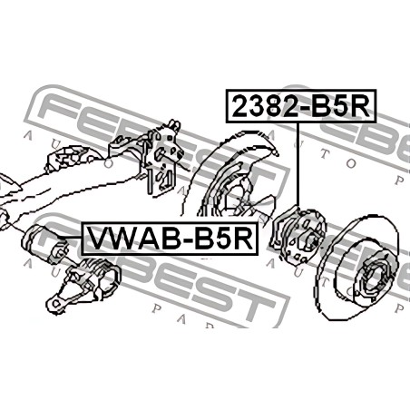 VWAB-B5R Втулка AUDI A6, SKODA SUPER B 96-08 задн. міст (Вир-во FEBEST) фото від Мотор-Агро Харків Україна