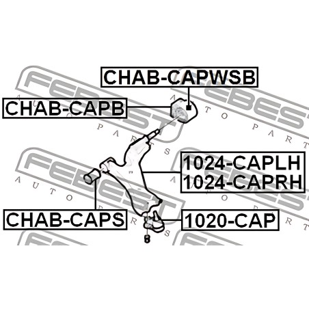 CHAB-CAPS Сайлентблок важеля CHEVROLET CAPTIVA 06 перед. міст із двох сторін (Вир-во FEBEST) фото від Мотор-Агро Харків Україна