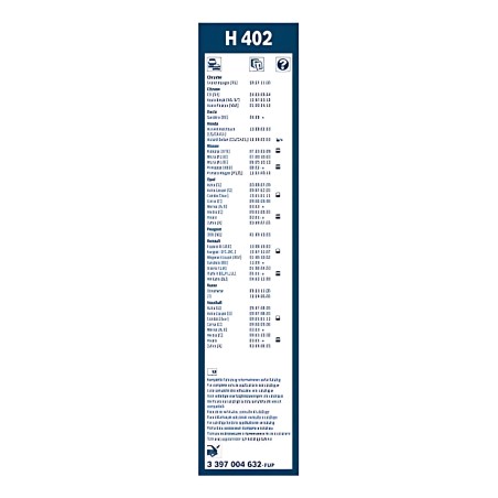 ➤ Щітка склоочис. 400 скла заднього H402 (вир-во Bosch) 3397004632