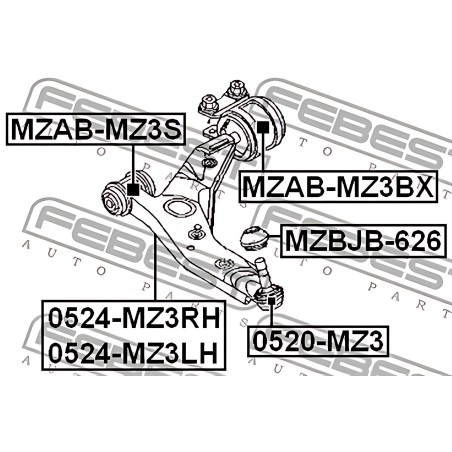 MZAB-MZ3BX Сайлентблок важеля MAZDA 3 03- перед. міст без кронштейна (Вир-во FEBEST) фото від Мотор-Агро Харків Україна