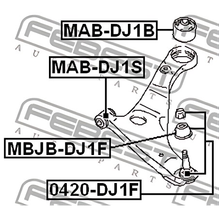 MAB-DJ1B Сайлентблок важеля MITSUBISHI GALANT 03 перед. Міст низ ззаду (Вир-во FEBEST) фото від Мотор-Агро Харків Україна