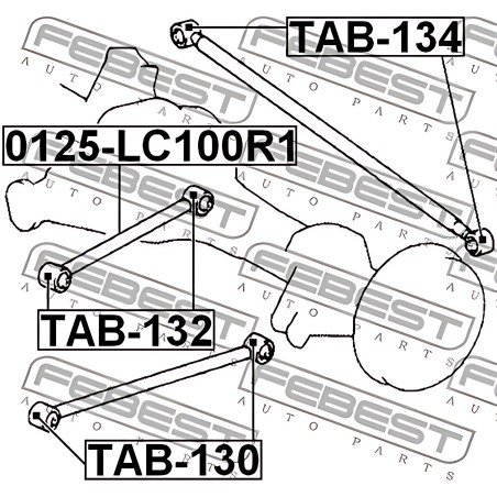 TAB-134 Сайлентблок важеля LEXUS LX, TOYOTA LAND CRUISER 100 98-08 зад. міст (Вир-во FEBEST) фото від Мотор-Агро Харків Україна