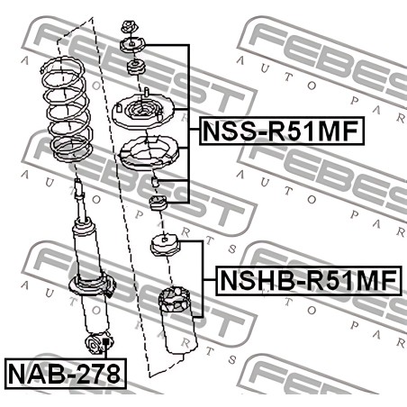 NAB-278 Сайлентблок амортизатора NISSAN PATHFINDER 05-перед. міст (Вир-во FEBEST) фото від Мотор-Агро Харків Україна