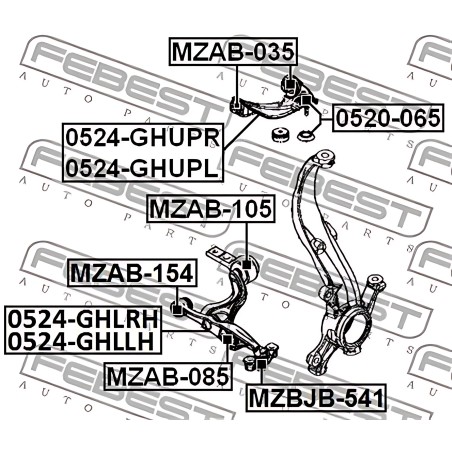 MZAB-105 Сайлентблок важеля MAZDA 6, CX-5 07 перед. Міст низ ззаду (Вир-во FEBEST) фото від Мотор-Агро Харків Україна