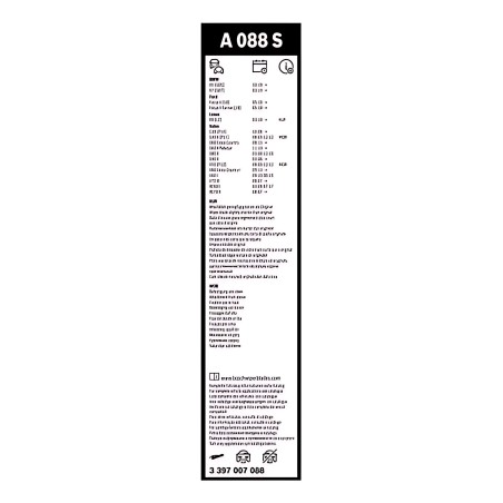 ➤ Щітка склоочис. 650/500 AEROTWIN A088S (вир-во Bosch) 3397007088