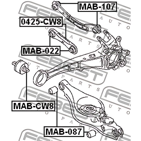MAB-022 Сайлентблок важеля MITSUBISHI GALANT, LANCER, OUTLANDER 96- зад. міст низ (Вир-во FEBEST) фото від Мотор-Агро Харків Укр