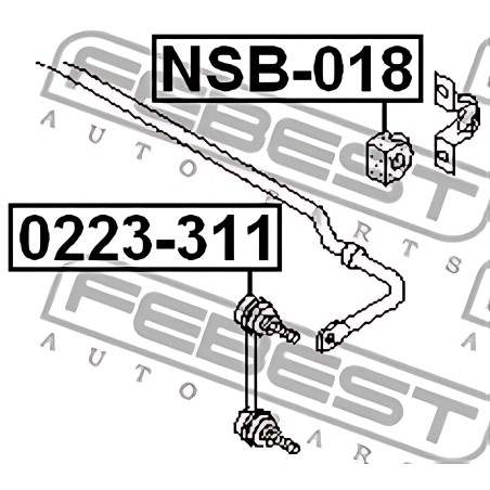 NSB-018 Втулка стабілізатора NISSAN X-TRAIL (T30) 01-13 зад. міст (Вир-во FEBEST) фото від Мотор-Агро Харків Україна