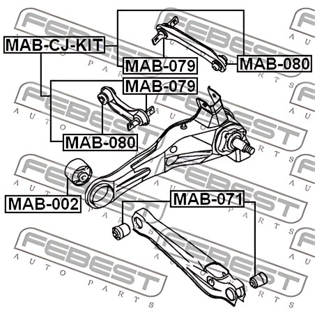 MAB-080 Сайлентблок ригача MITSUBISHI CARISMA, COLT, LANCER 92-06 зад. міст низ (Вир-во FEBEST) фото від Мотор-Агро Харків Украї