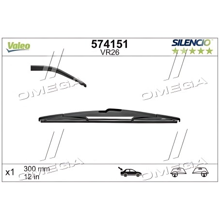 ➤ Щітка склоочис. скла заднього 300 мм SILENCIO REAR (вир-во Valeo) 574151