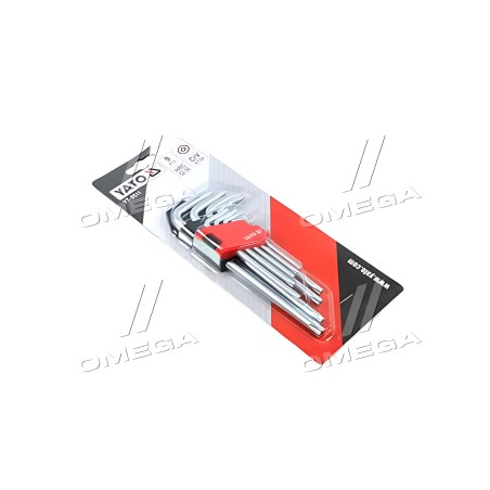 ➤ Ключі \"Torx\" Г-подібні: Cr-V, Т10-Т50 короткі з отвором, 9 шт. [6/36], комплект (YATO ) YT-0511
