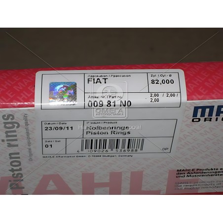 ➤ Кільця поршневі FIAT 82,00 1,9TDi/2,4TDi 98- (вир-во. Mahle) 009 81 N0