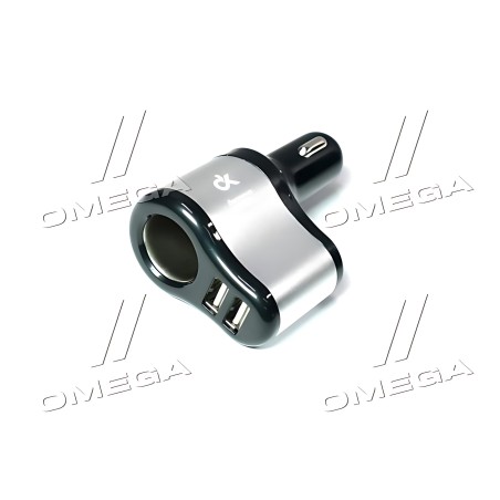 DK-AZ02 Автомобільний зарядний пристрій 2USB (12 / 24V - 5V 2,1A) і прикурювач (12/24 -5A 60W) ДК фото від Мотор-Агро Харків Укр