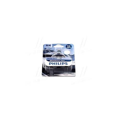 ➤ Лампа розжарювання H4 12V 60/55W WhiteVision ULTRA +60 (4200K) (1шт) (вир-во Philips) 12342WVUB1