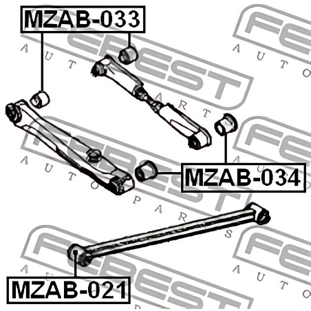 MZAB-034 Сайлентблок важеля MAZDA 626 III 87-92 зад. міст (Вир-во FEBEST) фото від Мотор-Агро Харків Україна