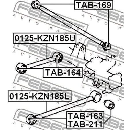 TAB-163 Сайлентблок важеля HUYNDAI i20, i30, i40, SANTA FE, TUCSON 04 - зад. міст верх (Вир-во FEBEST) фото від Мотор-Агро Харкі