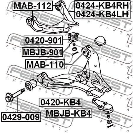 MAB-112 Сайлентблок важеля MITSUBISHI L200, PAJERO SPORT II 05-перед. міст верх (Вир-во FEBEST) фото від Мотор-Агро Харків Украї