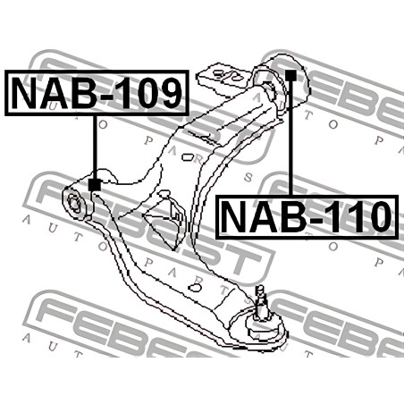 NAB-110 Сайлентблок важеля NISSAN PRIMERA (P12) 02 перед. міст із двох сторін (Вир-во FEBEST) фото від Мотор-Агро Харків Україна