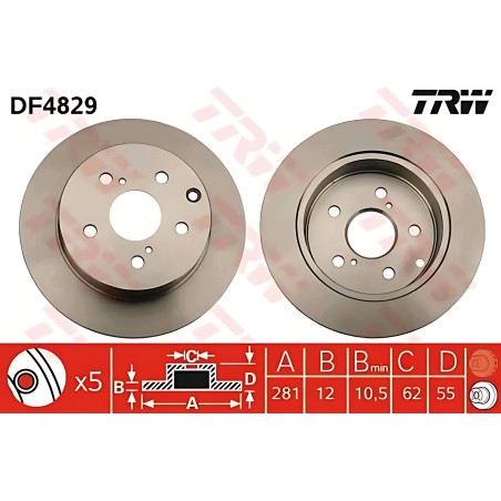 ➤ Диск гальмівний TOYOTA RAV 4 задн. (вир-во TRW) DF4829