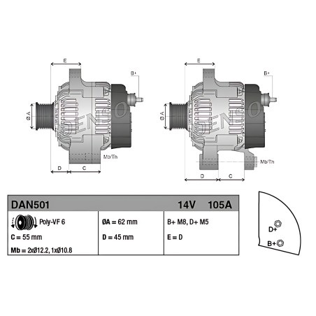 ➤ Генератор (вир-во Denso) DAN501
