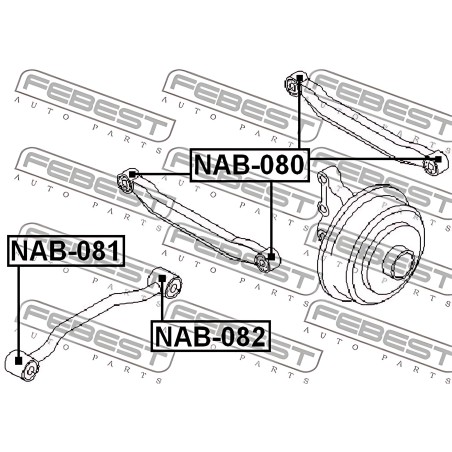 NAB-082 Сайлентблок важеля NISSAN PRIMERA, X-TRAIL 90-13 зад. міст низ (Вир-во FEBEST) фото від Мотор-Агро Харків Україна