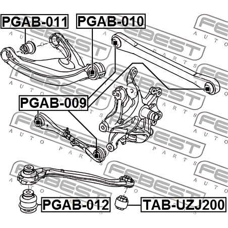 PGAB-012 Сайлентблок важеля CITROEN C5 III, DS5, PEUGEOT 508 04 зад. міст низ (Вир-во FEBEST) фото від Мотор-Агро Харків Україна