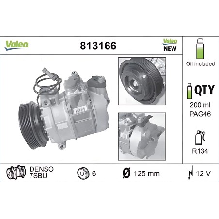➤ Компресор кондиціонера AUDI A4, A6, A8 SKODA Superb VW Passat (вир-во VALEO) 813166