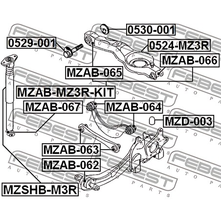 MZAB-063 Сайлентблок важеля HYUNDAI ELANTRA, LIA MAGENTIS 00- задн. міст із двох сторін (Вир-во FEBEST) фото від Мотор-Агро Харк