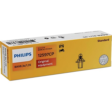 ➤ Лампа розжарювання BAX8,3/1,35 Black 12V 1.2W (вир-во Philips) 12597CP