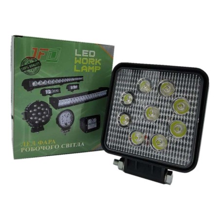 27W/30 (9x3W/вузький промінь,квадратна)1710 lm LED Фара робоча JFD-1039 50мм (GF-009Z03D)(уп-26шт.)