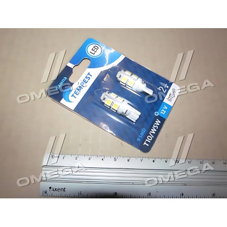 TP-215T10-12V Лампа LED б / ц габарит і панель приладів T10 9SMD W5W 12V WHITE 2шт. блістер TEMPEST фото від Мотор-Агро Харків У
