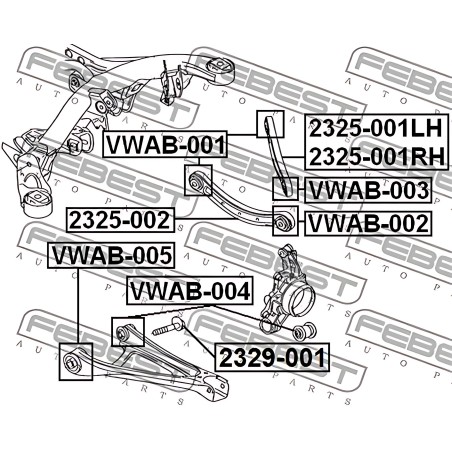 VWAB-004 Сайлентблок важеля AUDI Q7, PORSCHE CAYENNE, VW TOUAREG 02 - задн. міст низ (Вир-во FEBEST) фото від Мотор-Агро Харків 
