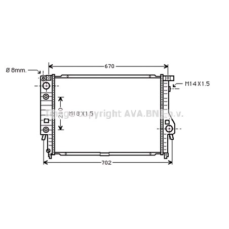 ➤ Радіатор охолодження двигуна C8/807/JUMPY/EXP D MT 06- (Ava) PEA2314