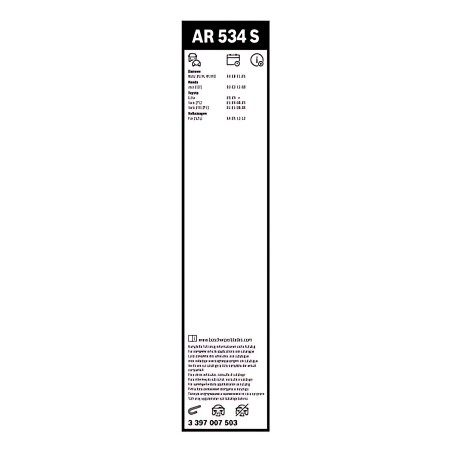 ➤ Щітка склоочис. 530/380 AEROTWIN AR534S (вир-во Bosch) 3397007503