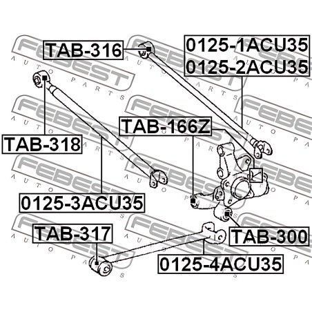 TAB-166Z Сайлентблок важеля LEXUS RX, TOYOTA AVENSIS 97- задн. міст із двох сторін (Вир-во FEBEST) фото від Мотор-Агро Харків Ук