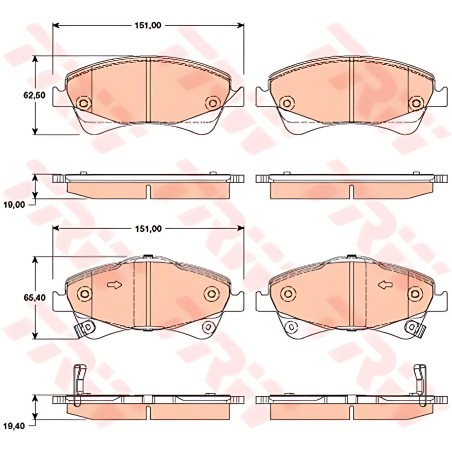➤ Колодка гальм. диск. TOYOTA AURIS, AVENSIS передн. (вир-во TRW) GDB3479